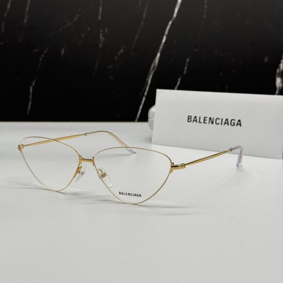 NEW BALENCIAGA BB0015O 003 CAT EYE GOLD WOMEN EYEGLASSES BALENCIAGA - Picture 1 of 10